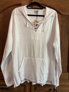 Blanco  White Lace-Up Hooded Tunic Sweatshirt
